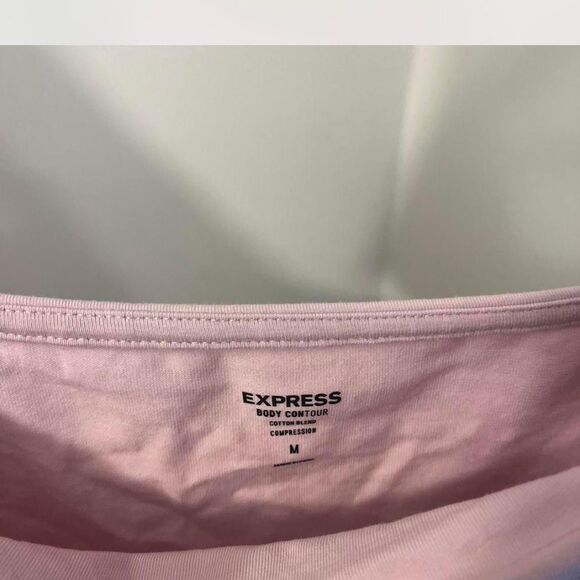 Express Body Contour Square Neck Pink Bodysuit - Picture 6 of 6